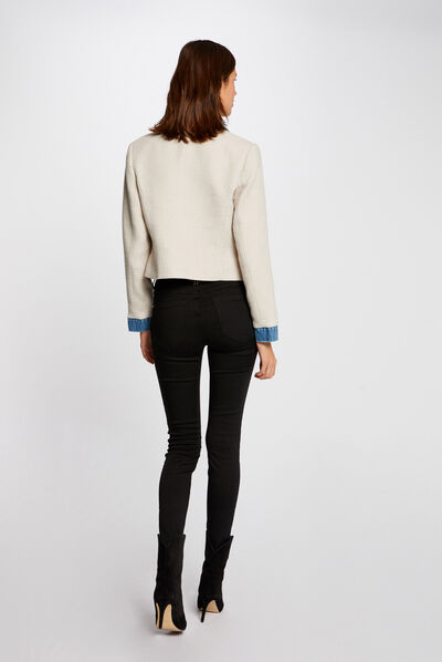 Standard waisted skinny jeans with studs black ladies'