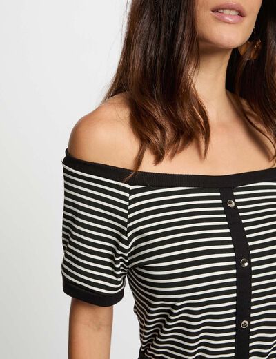 Striped Bardot t-shirt white women