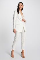 Waisted satin jacket ecru women