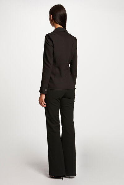Waisted city jacket zipped details black ladies'
