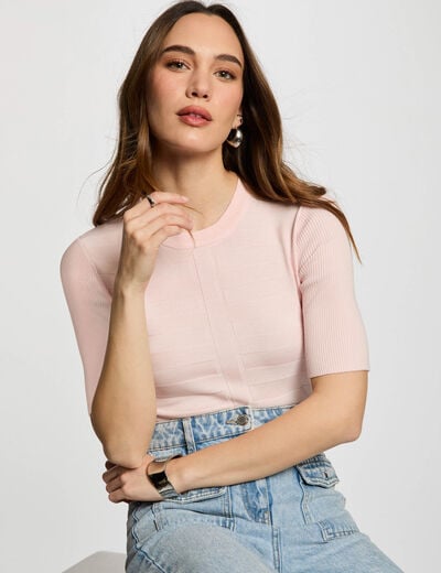 Jumper with short sleeves light pink women