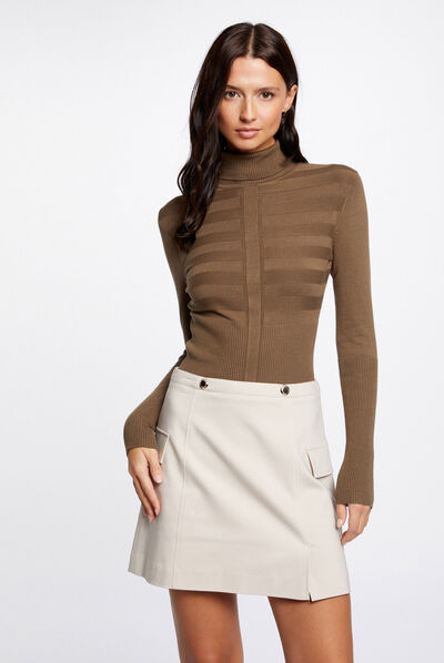 A-line skirt with flap pockets beige ladies'