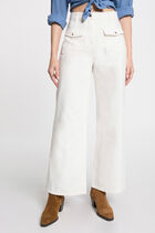 Jeans jambe large taille haute blanc femme