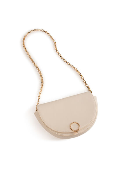 Half moon clutch bag beige ladies'