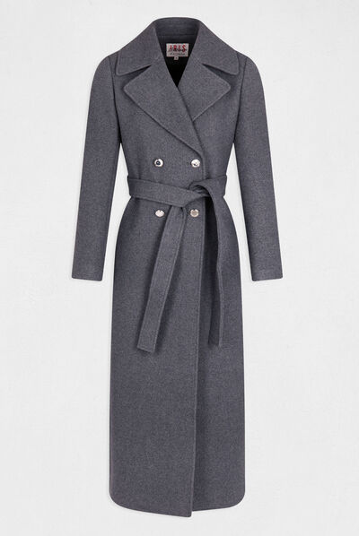 Straight belted coat mid-grey ladies'