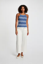 Printed knitted top electric blue women