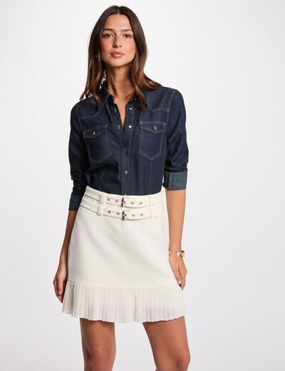 Mini skirt with fringes white women
