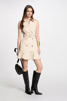 Robe courte portefeuille creme femme
