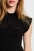 Robe tricot courte trapèze noir femme