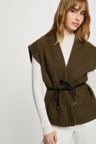 Sleeveless jacket khaki green women
