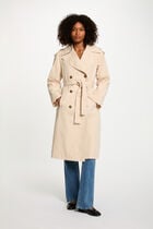 Trench long col tailleur sable femme