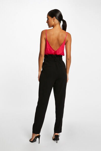 Blouse with thin straps and lace raspberry ladies'
