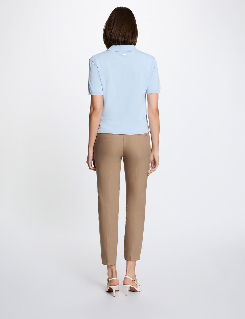 Sweater with a turned-down collar sky blue women