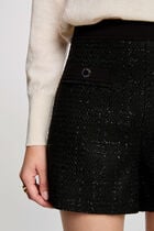 Short ajusté tweed noir femme
