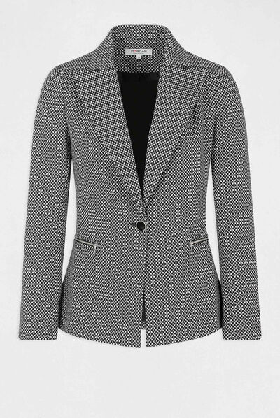 Straight jacket with geometric print navy ladies'
