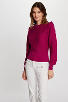Long-sleeved jumper ruffles dark pink women