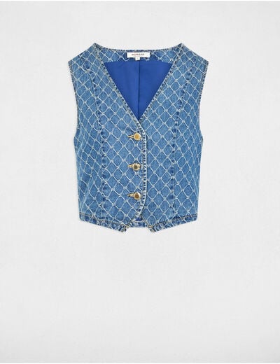 Denim sleeveless waistcoat stone wash denim women