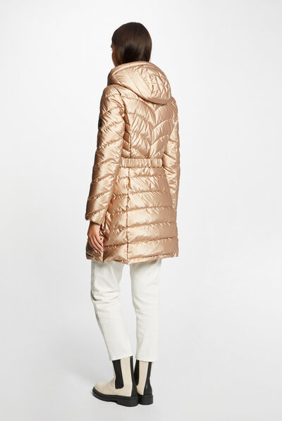 Metallised waisted padded jacket pale pink ladies'