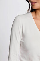 Long-sleeved cardigan with V-neck white women