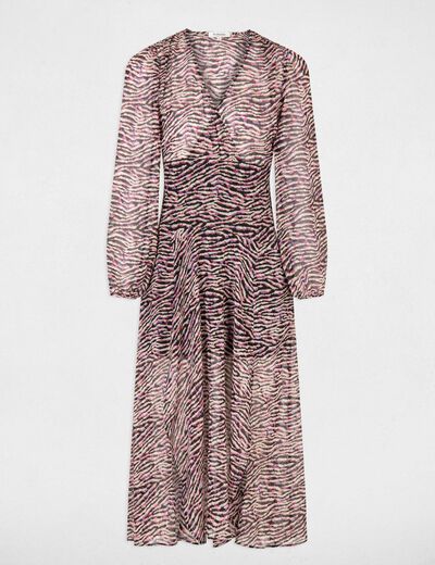 Maxi A-line dress with animal print multico ladies'