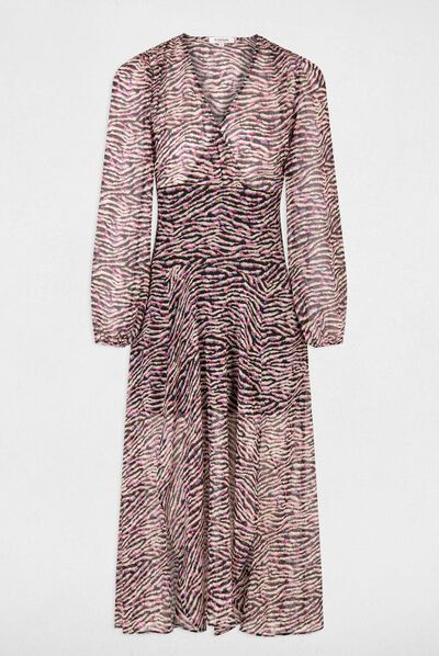 Maxi A-line dress with animal print multico ladies'