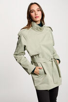 Loose short trenchcoat light green women