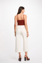 Knitted top thin straps cognac brown women