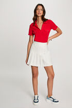 Pleated mini skirt white women