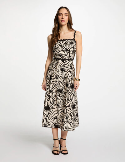 Printed straight midi dress multicolor women