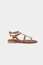 Flat sandals with studs brown women