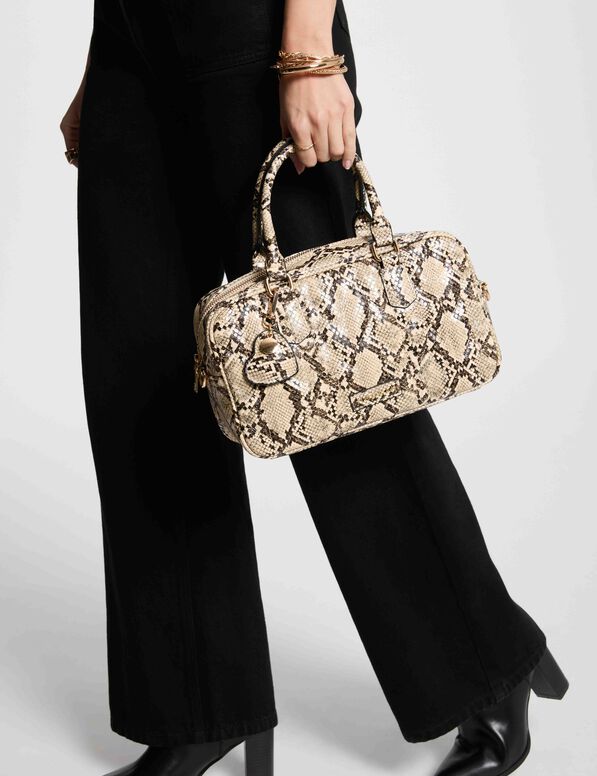 Bowler bag snake effect sand women