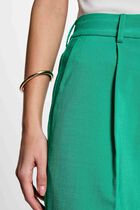 Straight trousers with darts emerald green women