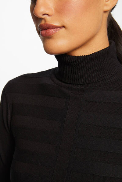 Long-sleeved jumper turtleneck black ladies'