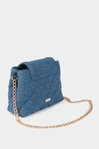 Quilted denim clutch bag stone wash denim women