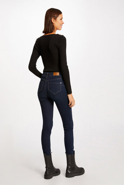 Long-sleeved jumper with V-neck black ladies'