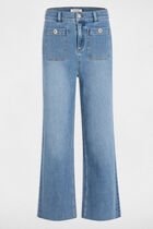 Pantalon jambe large 7/8ème denim stone femme