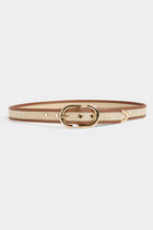 Thin two-tone belt beige women