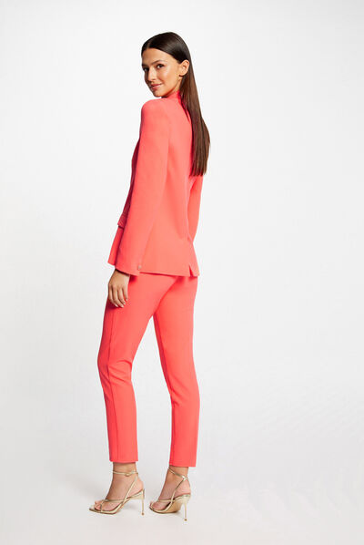 Cropped fitted city trousers with darts orange ladies'