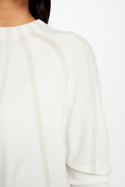 Long-sleeved jumper with high collar ivory ladies'