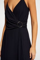 Midi dress with thin straps navy women