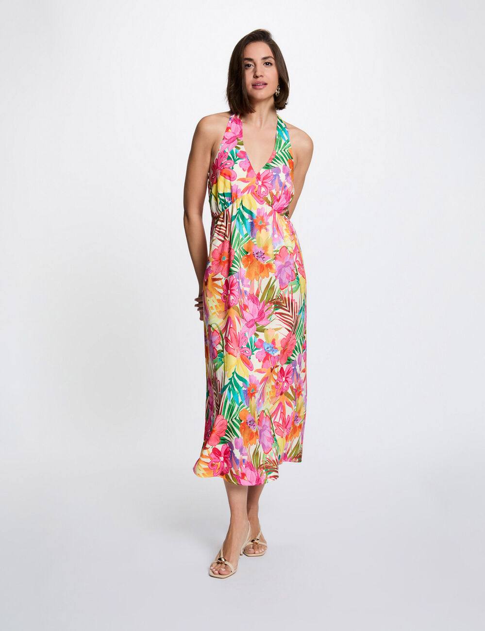 Flowy patterned dress multicolor women