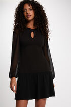 Short dress with sheer sleeves black women