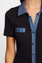 Robe tricot midi ajustée bleu marine femme