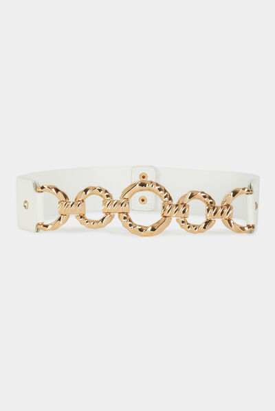 Elasticised belt with ornament white ladies'