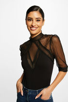 3/4-length sleeved body with lace black women