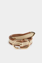 Thin two-tone belt beige women