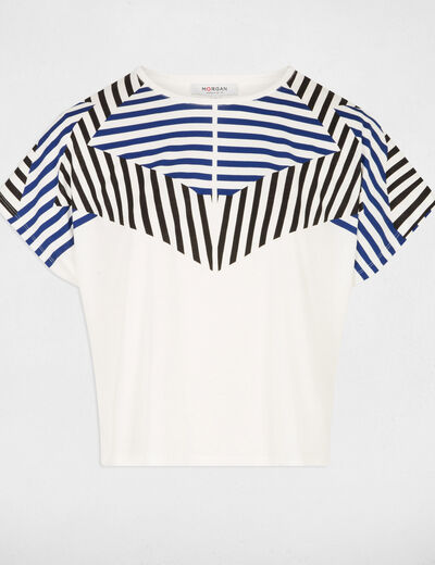 Cropped t-shirt with round neck white women