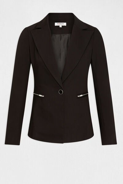 Waisted city jacket zipped details black ladies'