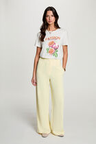 Wide leg trousers pastel yellow women