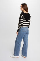 Pull col en V à capuche noir femme